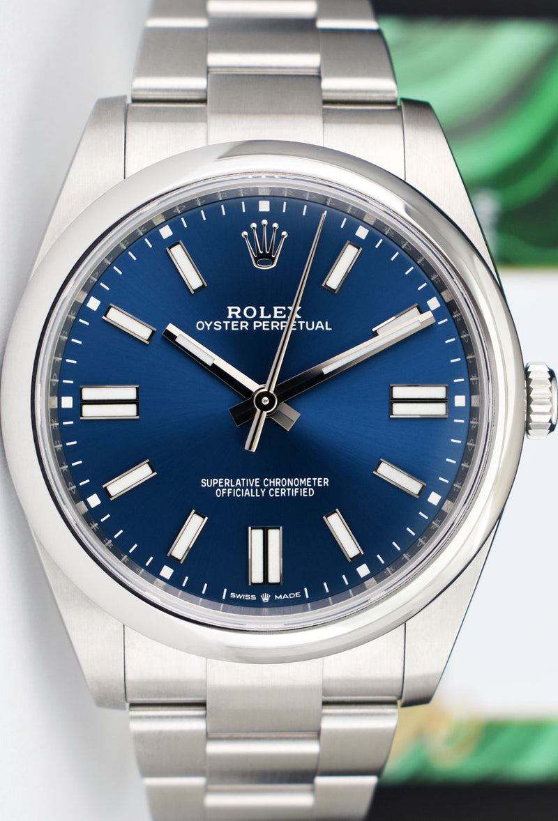 ROLEX 41mm Stainless Steel Oyster Perpetual Blue Index Model 124300