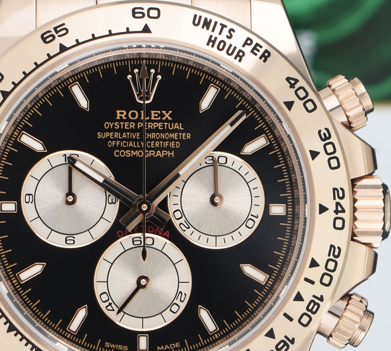 ROLEX 2024 18kt Rose Gold Daytona Black Panda Box & Card Model 126505