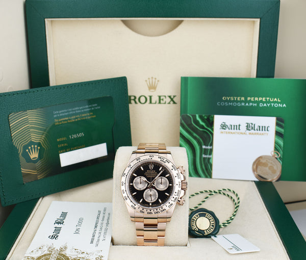 ROLEX 2024 18kt Rose Gold Daytona Black Panda Box & Card Model 126505