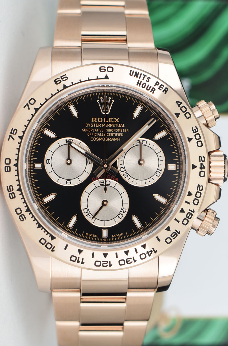 ROLEX 2024 18kt Rose Gold Daytona Black Panda Box & Card Model 126505