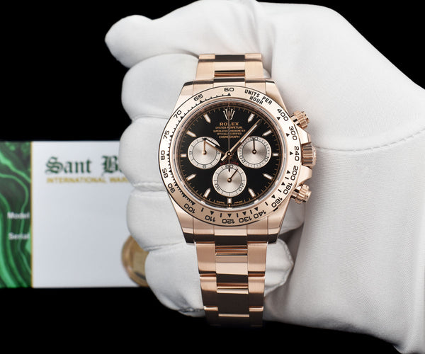 ROLEX 2024 18kt Rose Gold Daytona Black Panda Box & Card Model 126505