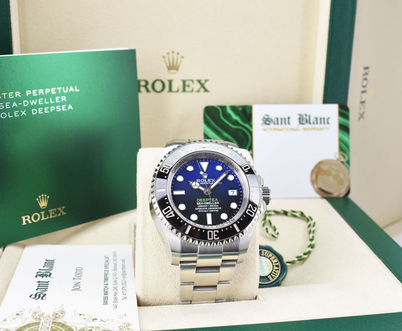 ROLEX 44m Stainless Steel Deepsea SeaDweller James Cameron D-Blue Card Model 136660