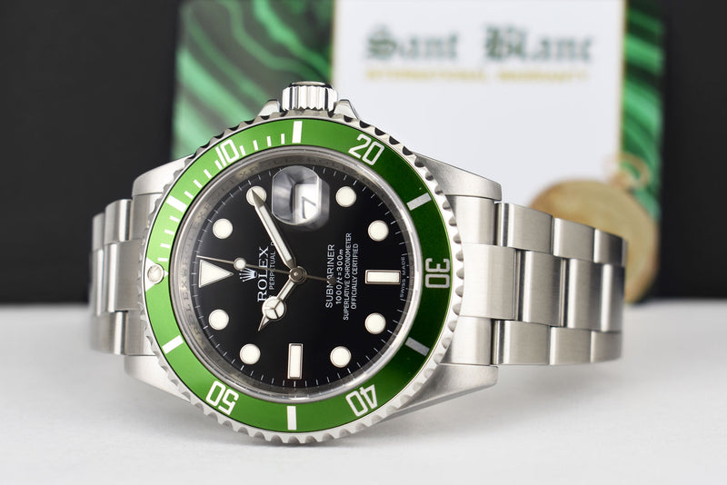ROLEX Rehaut Stainless Steel Submariner Green Kermit w/ Card 16610 LV
