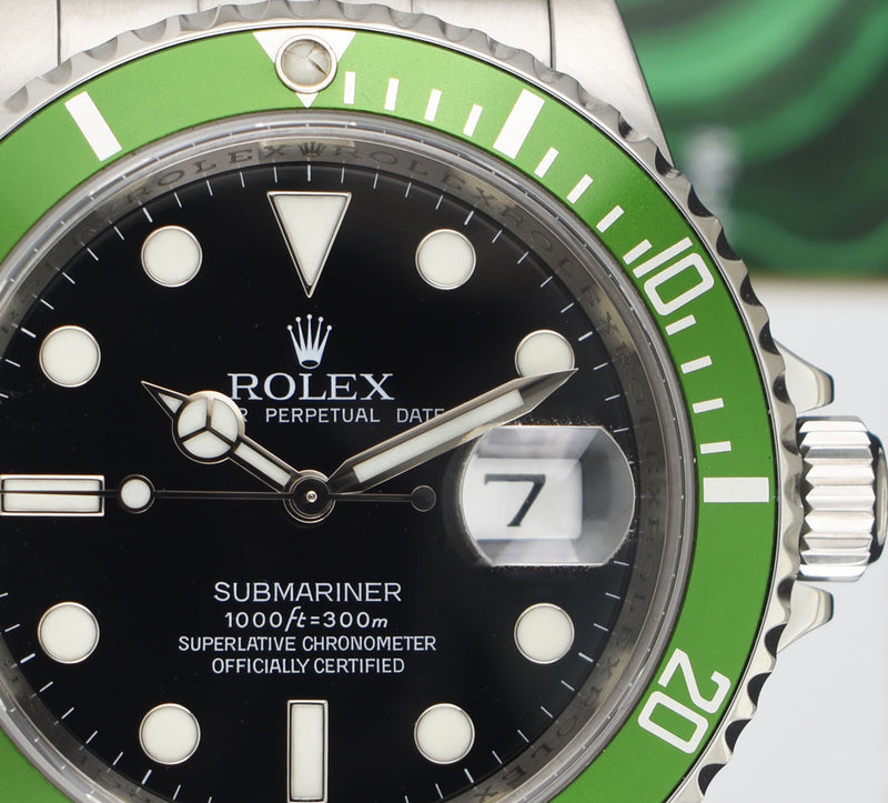 ROLEX Rehaut Stainless Steel Submariner Green Kermit w/ Card 16610 LV