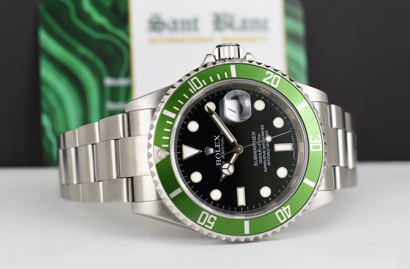 ROLEX Rehaut Stainless Steel Submariner Green Kermit w/ Card 16610 LV