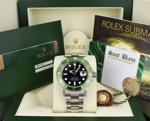 ROLEX Rehaut Stainless Steel Submariner Green Kermit w/ Card 16610 LV