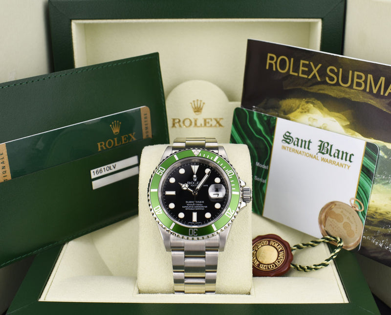 ROLEX Rehaut Stainless Steel Submariner Green Kermit w/ Card 16610 LV