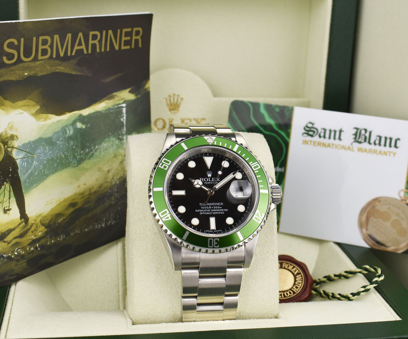 ROLEX Rehaut Stainless Steel Submariner Green Kermit w/ Card 16610 LV