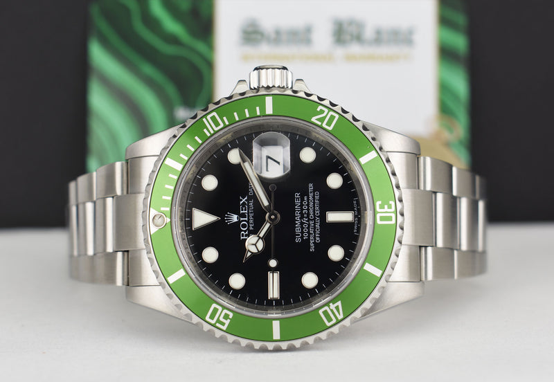 ROLEX Rehaut Stainless Steel Submariner Green Kermit w/ Card 16610 LV