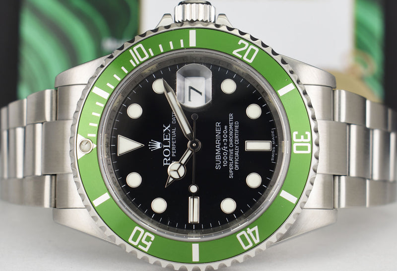 ROLEX Rehaut Stainless Steel Submariner Green Kermit w/ Card 16610 LV
