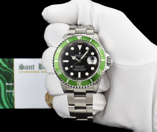 ROLEX Rehaut Stainless Steel Submariner Green Kermit w/ Card 16610 LV