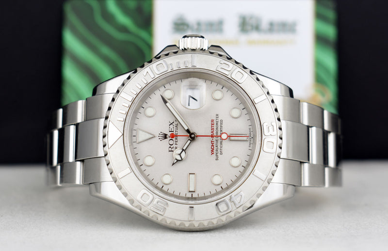 ROLEX Mens Platinum & Stainless Steel YachtMaster Platinum Dial Model 16622