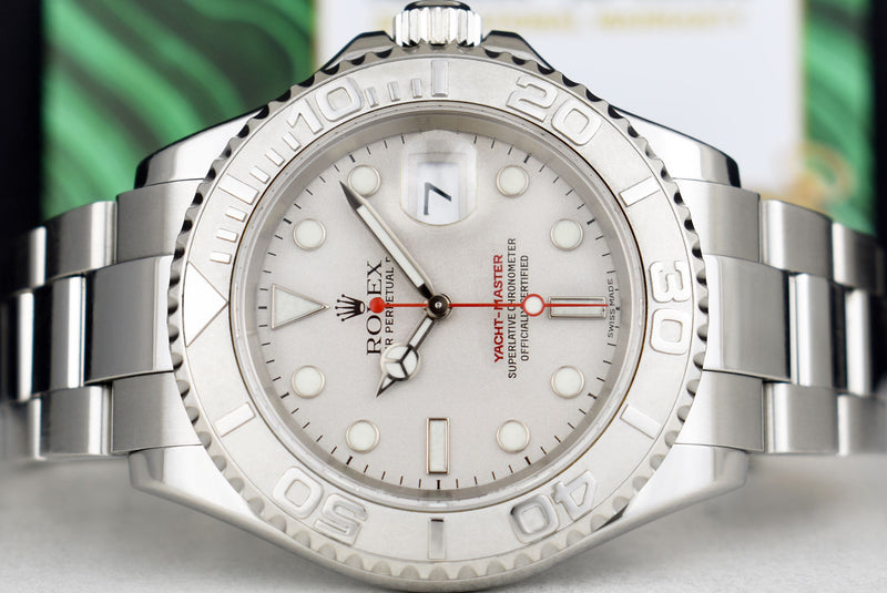 ROLEX Mens Platinum & Stainless Steel YachtMaster Platinum Dial Model 16622