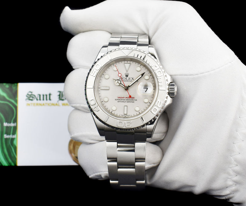 ROLEX Mens Platinum & Stainless Steel YachtMaster Platinum Dial Model 16622