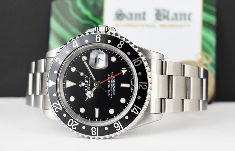 ROLEX Vintage Stainless Steel GMT Master II Black Bezel Black Dial SEL Model 16710