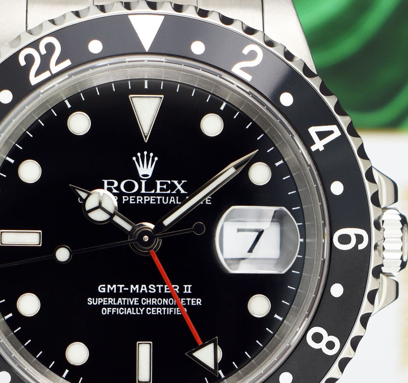 ROLEX Vintage Stainless Steel GMT Master II Black Bezel Black Dial SEL Model 16710