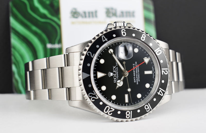 ROLEX Vintage Stainless Steel GMT Master II Black Bezel Black Dial SEL Model 16710