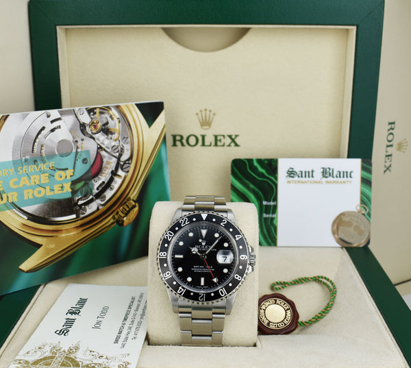 ROLEX Vintage Stainless Steel GMT Master II Black Bezel Black Dial SEL Model 16710