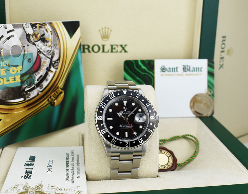 ROLEX Vintage Stainless Steel GMT Master II Black Bezel Black Dial SEL Model 16710