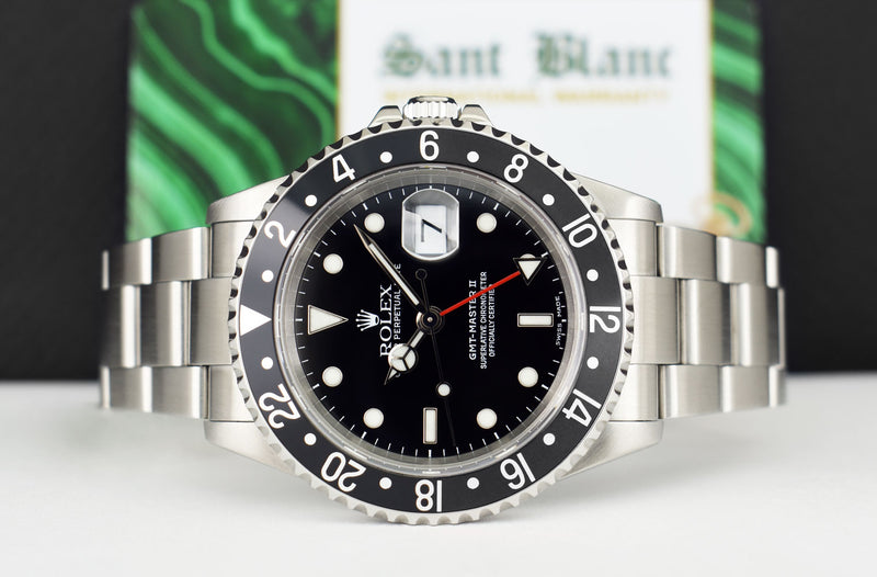 ROLEX Vintage Stainless Steel GMT Master II Black Bezel Black Dial SEL Model 16710