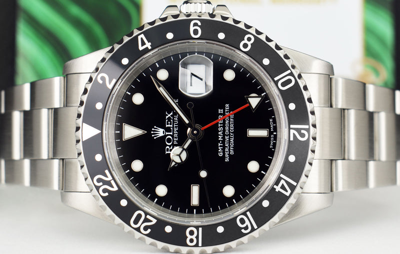 ROLEX Vintage Stainless Steel GMT Master II Black Bezel Black Dial SEL Model 16710