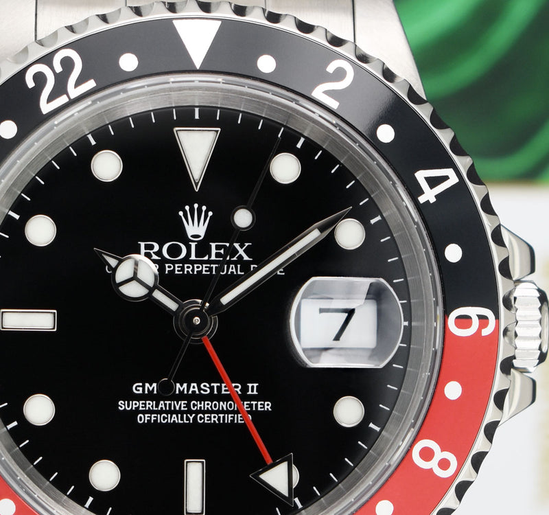 ROLEX Vintage Stainless Steel GMT Master II Black & Red "Coke" Bezel SEL Model 16710