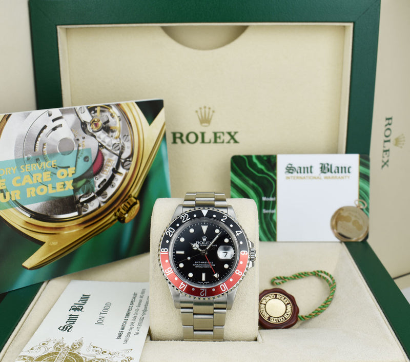 ROLEX Vintage Stainless Steel GMT Master II Black & Red "Coke" Bezel SEL Model 16710