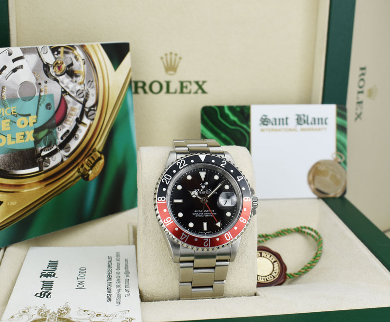 ROLEX Vintage Stainless Steel GMT Master II Black & Red "Coke" Bezel SEL Model 16710