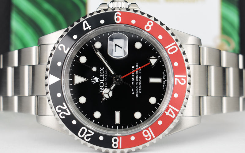 ROLEX Vintage Stainless Steel GMT Master II Black & Red "Coke" Bezel SEL Model 16710