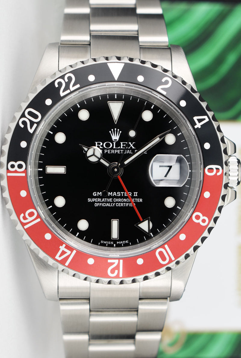 ROLEX Vintage Stainless Steel GMT Master II Black & Red "Coke" Bezel SEL Model 16710