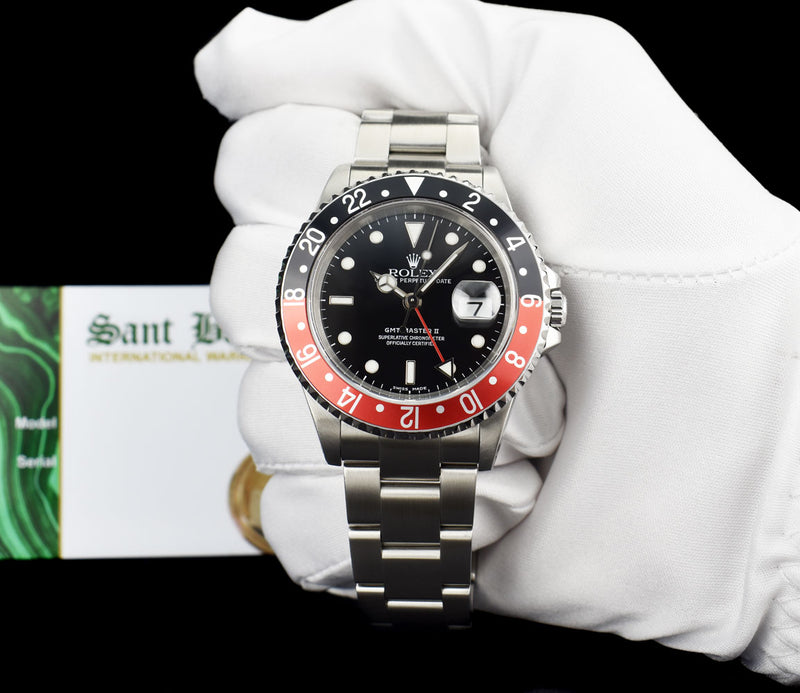 ROLEX Vintage Stainless Steel GMT Master II Black & Red "Coke" Bezel SEL Model 16710