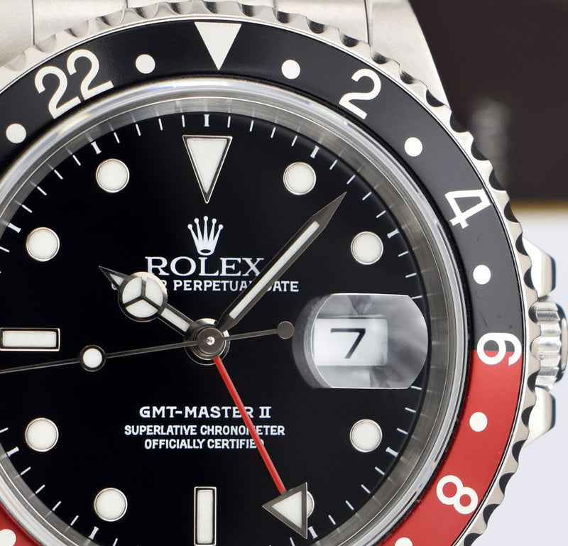 ROLEX Vintage Stainless GMT Master II Coke Bezel SEL Model 16710