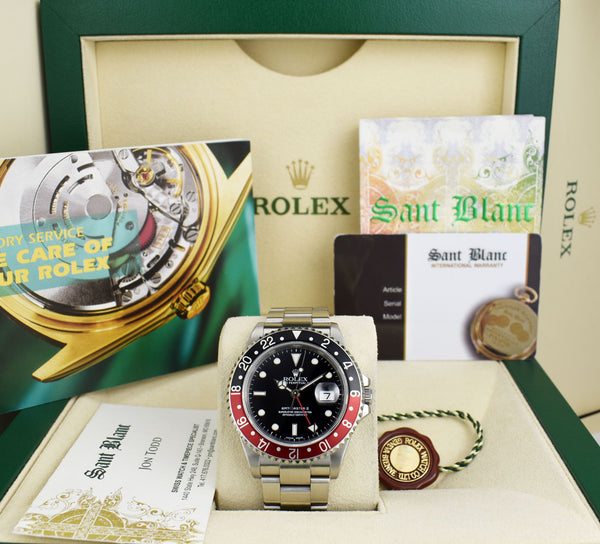 ROLEX Vintage Stainless GMT Master II Coke Bezel SEL Model 16710