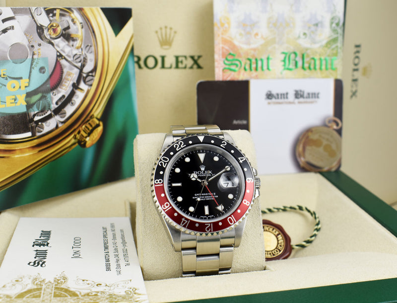 ROLEX Vintage Stainless GMT Master II Coke Bezel SEL Model 16710