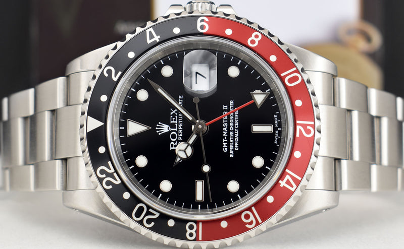 ROLEX Vintage Stainless GMT Master II Coke Bezel SEL Model 16710