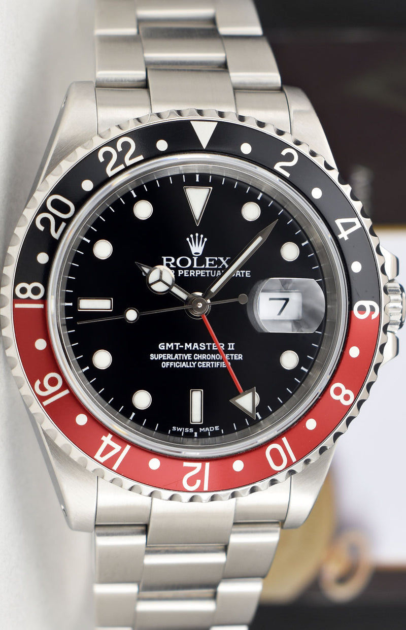 ROLEX Vintage Stainless GMT Master II Coke Bezel SEL Model 16710