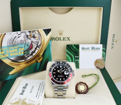 ROLEX Vintage Stainless Steel GMT Master II Coke Bezel Black & Cream Dial Model 16710