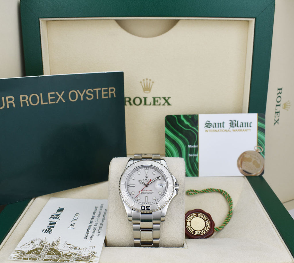 Rolex 35mm Mid size Platinum Stainless Steel Yachmaster Platinum Dial Model 168622