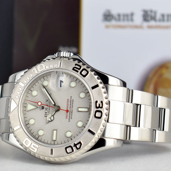 ROLEX 35mm Platinum & Stainless Steel Yachmaster Platinum Dial