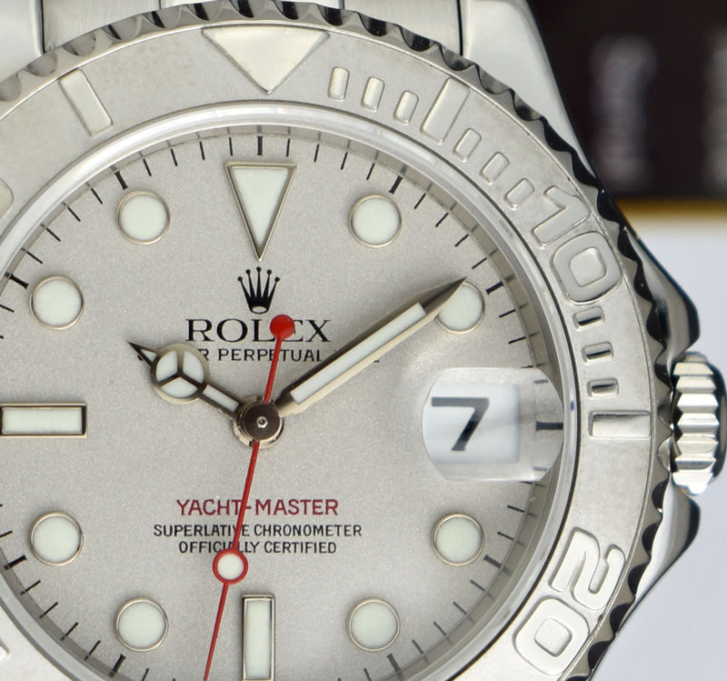 ROLEX 35mm Platinum & Stainless Steel Yachmaster Platinum Dial Model 168622