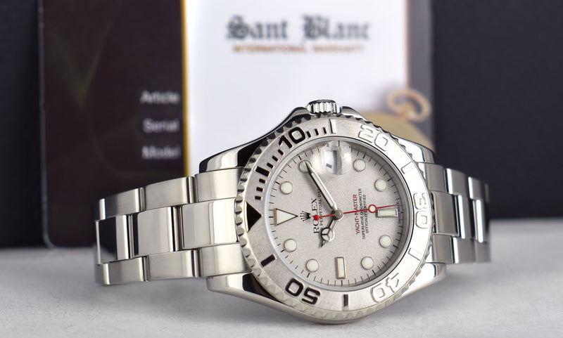 ROLEX 35mm Platinum & Stainless Steel Yachmaster Platinum Dial Model 168622