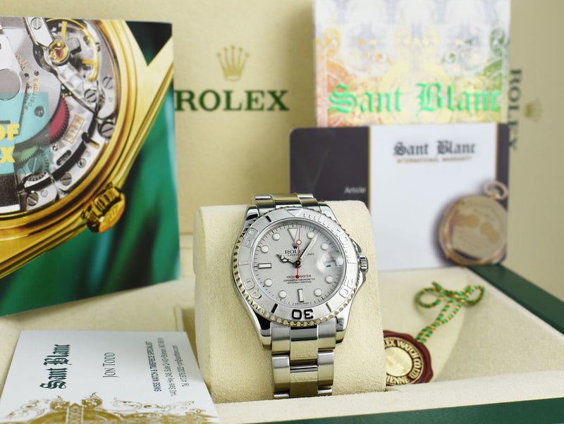 ROLEX 35mm Platinum & Stainless Steel Yachmaster Platinum Dial Model 168622