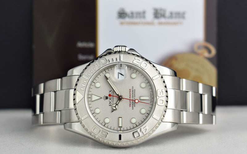 ROLEX 35mm Platinum & Stainless Steel Yachmaster Platinum Dial Model 168622