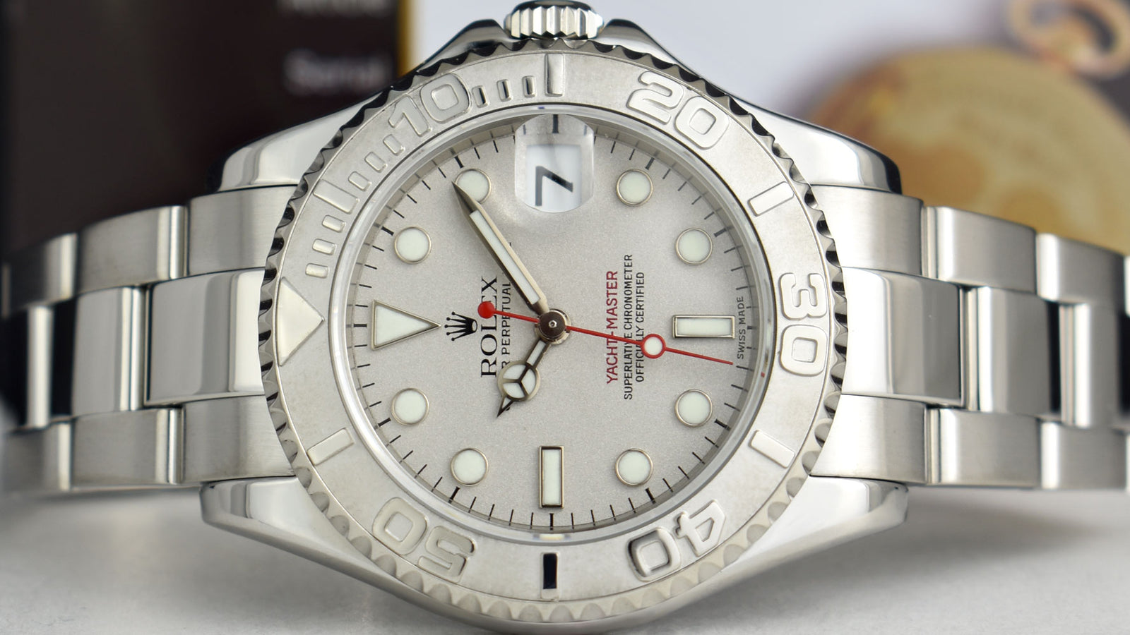 ROLEX 35mm Platinum & Stainless Steel Yachmaster Platinum Dial