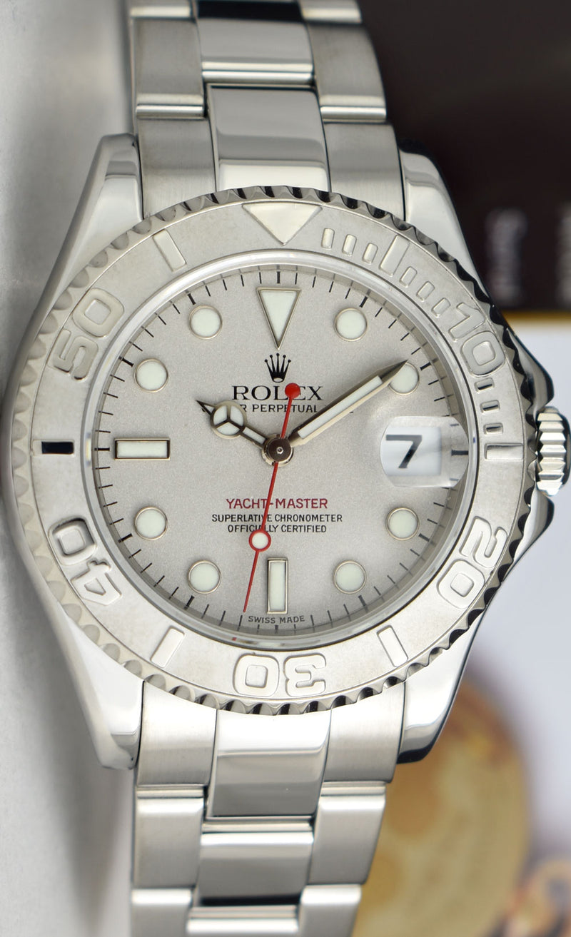 ROLEX 35mm Platinum & Stainless Steel Yachmaster Platinum Dial Model 168622