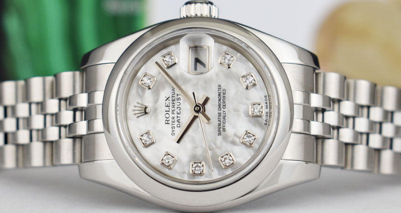 ROLEX Ladies Stainless Steel Datejust Mother of Pearl Diamond Jubilee Band Model 179160