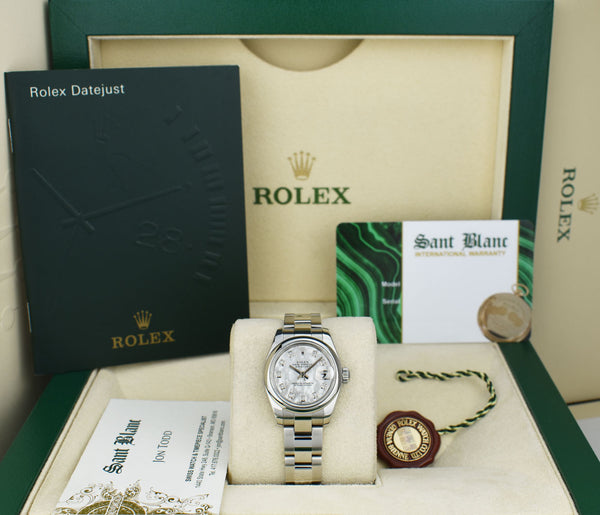 ROLEX Ladies Stainless Steel Datejust Mother of Pearl Diamond Oyster Band Model 179160