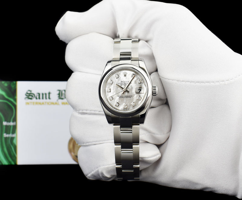 ROLEX Ladies Stainless Steel Datejust Mother of Pearl Diamond Oyster Band Model 179160