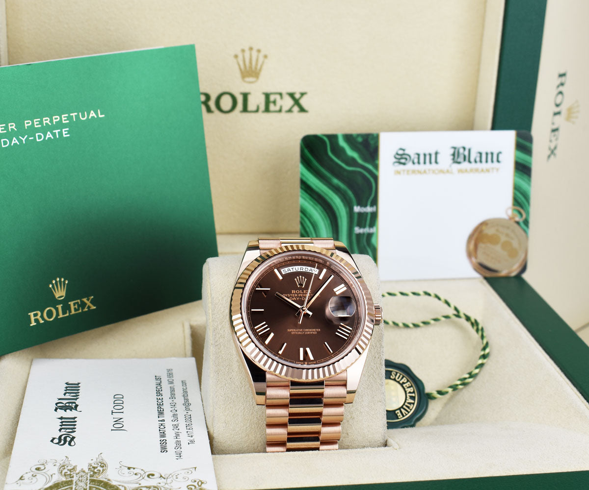 Rolex Chocolate Day Date 2021 ROLEX 18kt Rose Gold Day Date 40