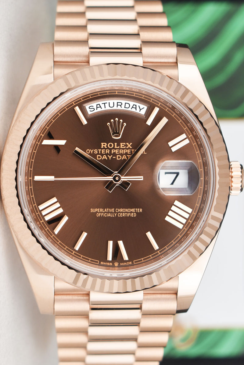 Rolex presidential rose on sale gold chocolate face